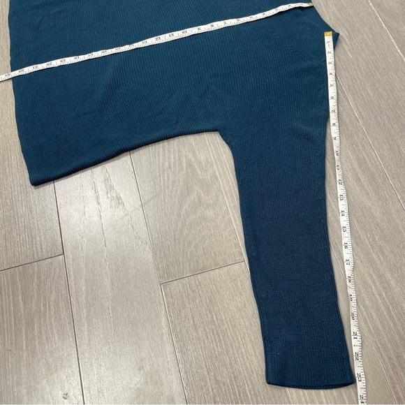 Eileen Fisher Funnel Neck Silk & Organic Cotton Pullover Sweater In Teal XXS - Picture 12 of 13